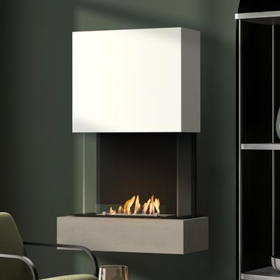 muenkel design Como [moderner Design Ethanolkamin]: Concrete (Betonoptik) - Haube Weiß - safety burner 450 Image