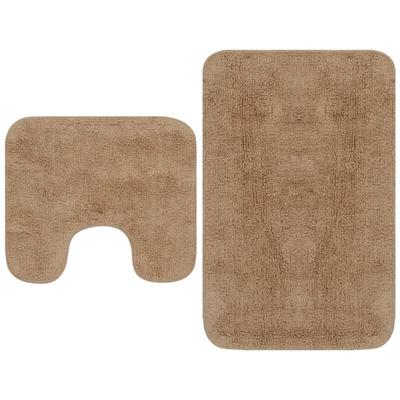 Badematten-Set 2-tlg. Stoff Beige Vidaxl