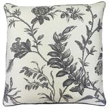 Jiti Indoor White Black Farmhouse Floral Patterned Cotton Decorative Accent Square Throw Pillows 20 x 20