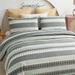 Mint Green and Gray Striped Boho Quilt Set Bedspread