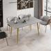 Modern Rectangle 62" Slate Stone Grey Dining Table with Steel Legs