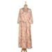 'Floral-Printed Chiffon Dress with Golden Lurex'