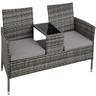 tectake Rattan Gartensitzbank Narbonne 2-Sitzer 131 x 59 x 82 cm