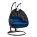 LeisureMod Mendoza Charcoal Wicker Hanging 2 person Egg Swing Chair in Blue - LeisureMod MSCCH-53BU