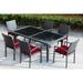 Ohana Outdoor Patio 7 Piece Black Wicker Stackable Dining Set