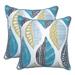 Leaf Block Teal/Citron 16.5 Inch Throw Pillow - 16.5 X 16.5 X 5