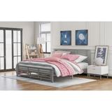 Solid Pine King Size Platform Bed with Horizontal Strip Hollow Shape