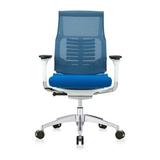 Eurotech Seating Powerfit Mesh Executive Chair Upholstered/Mesh/Metal in Gray/White/Blue | 43.9 H x 19 W x 24 D in | Wayfair PFT2-WHT-FSBLU