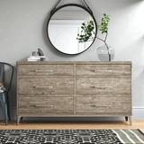 Birch Lane™ Mauve 6 Drawer 68" W Solid Wood Double Dresser Metal in Brown/White | 37.5 H x 68 W x 18 D in | Wayfair