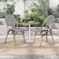 Beachcrest Home™ Avina Patio Dining Side Chair Wicker/Rattan in White/Black | 34.75 H x 18 W x 23 D in | Wayfair FC7276A216AA40368EF0367D7BEFDBA9