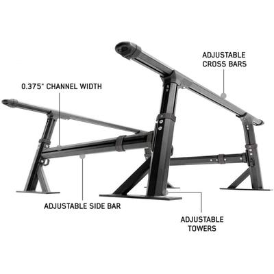 Overland Vehicle Systems Freedom Rack Systems 8ft Truck Bed Uprights Cross Bars and Side Support Bars Black 22040300