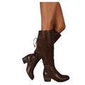 ToySdeal heeled ankle boots for women brown western boots wide fit leather boots womens black boot laces for work boots flat boot ladies flat boots size 6 knee high boots women (Brown, 6)