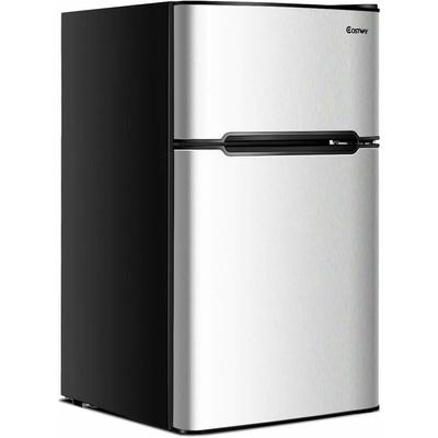 90L Kühlschrank, Mini-Kühlschrank mit 27L Gefrierfach, Gefrierschrank mit Stahlrahmen &