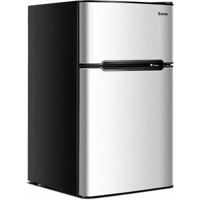 Goplus - 90L Kühlschrank, Mini-Kühlschrank mit 27L Gefrierfach, Gefrierschrank mit Stahlrahmen & Image