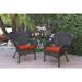 Jeco Windsor Espresso Resin Wicker Chairs with Cushions (Set of 2)