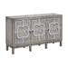 Buckingham Grey Wash and White Fretwork Overlay 3-door Cabinet - 60"W x 14"D x 34"H