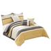 Quatrefoil Print King Size 7 Piece Fabric Comforter Set, Yellow and Grey