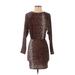 H&M Casual Dress: Brown Marled Dresses - Women's Size X-Small