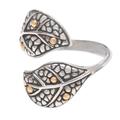 Forever Forest,'Balinese Gold-Accented Wrap Ring with Leaf Motif'