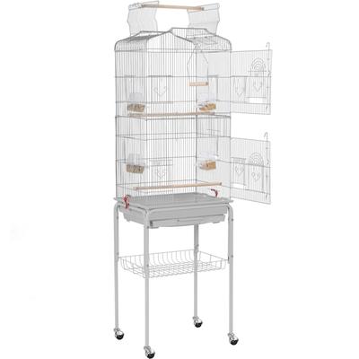 Topeakmart Light Gray Open Top Metal Bird Cage with Rolling Stand, 64" H