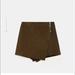 Zara Shorts | Brown Suede Zara Basic Skort | Color: Brown | Size: Xs