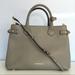 Burberry Bags | Burberry Grey Leather Banner Designer Medium Tote Bag | Color: Gray/Tan | Size: Os