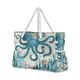 senya Large Beach Bags Totes Canvas Tote Shoulder Bag Sealives Sea World Water Resistant Bags for Gym Travel Daily, Ocean Octopus Vintage, L