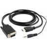 A-HDMI-VGA-03-6 - hdmi - vga - 3.5 mm - Male connector / Male connector - 1,8 m - Noir - Gembird