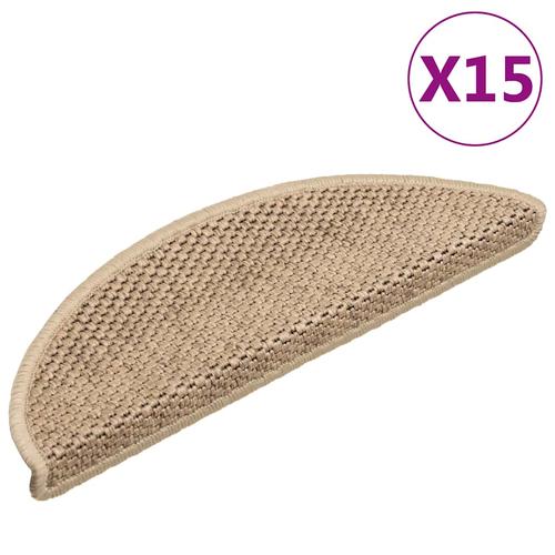 vidaXL Treppenmatten Selbstklebend Sisal-Optik 15 Stk. 56x17x3 cm Sand