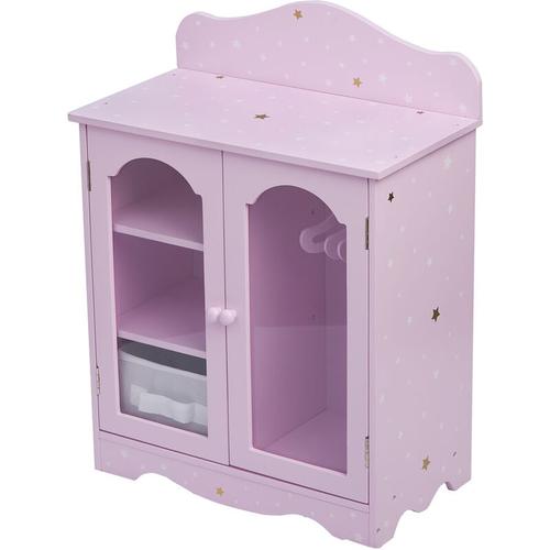 Olivia's Little World Puppenschrank für 18 Puppen, Prinzessin Rosa - Kleiderständer mit Bügeln