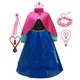 Robe de Princesse Anna pour Fille Costume d'Halloween Longue Tenue de Carnaval Vêtement Cosplay