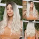 Modiis Ferre-Perruque Synthétique Ombre pour Femme Mèches Brunes sur Cheveux Blonds Perruque