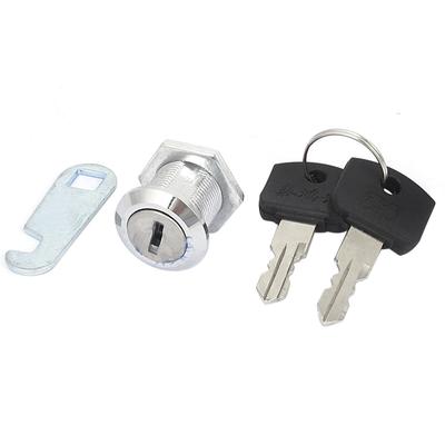 Mailbox 18mm Male Thread Quarter Turn Security Cam Lock w 2 Keys - Silver Tone