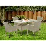 Bay Isle Home™ Midwest 4 Piece Outdoor Dining Set w/ Cushions Glass in Brown | 34.25 H x 36.02 W x 60.04 D in | Wayfair