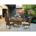 Bay Isle Home™ Manderson 5 Piece Outdoor Dining Set w/ Cushions Glass in Brown | 42.13 H x 36.02 W x 60.04 D in | Wayfair