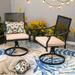 Lark Manor™ Alyah 6-person Metal Steel Patio Outdoor Furniture, Patio Dining Set w/ Umbrella, Swivel Chairs | 60 W x 38 D in | Wayfair