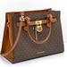 Michael Kors Bags | Michael Kors Hamilton Med Satchel Shoulder Crossbody Bag Luggage/Brown Signature | Color: Brown/Gold | Size: Medium