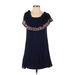 THML Casual Dress - A-Line: Blue Solid Dresses - Women's Size Small