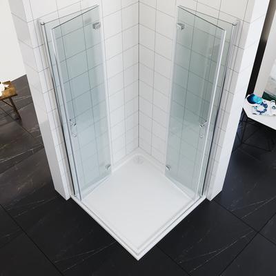 Duschkabine Eckeinstieg Faltbar 180º Falttür Dusche Duschabtrennung 6mm nano Glas H:195cm 100x80cm