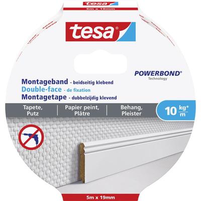Wallpaper 77743-00000-00 Montageband ® Powerbond Weiß (l x b) 5 m x 19 mm 1 St. - Tesa