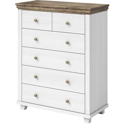 Kommode Highboard Landhausstil EPSOM-83 in weiß Abisko Esche Nb. mit Lefkas Eiche Nb., b/h/t: ca. Image