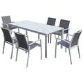 Giordanoshop - Set Tavolo e 6 Sedie da Giardino in Alluminio e Textilene Bianco