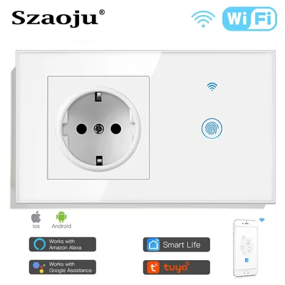 Szaoju – interrupteur tactile Wifi intelligent Tuya 1/2/3 voies avec prise murale EU panneau en