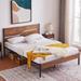 Javlergo Metal Platform Bed Frame with Wooden Headboard and Footboard, Industrial Metal Bedframe No Box Spring Needed