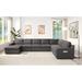 Waylon Gray Linen 7-Seater U-Shape Sectional Sofa Chaise with Pocket