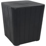 Sunnydaze Outdoor Side Table with Storage - Wood Look - 11.5 Gal. - N/A