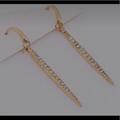 Michael Kors Jewelry | Designer Michael Kors Gold Pave Swarovski Crystal Long Bar Dangle Earrings | Color: Gold | Size: 2”L