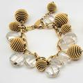Kate Spade Jewelry | Kate Spade Faceted Lucite And Gold Spiral Bauble Charm Bracelet | Color: Gold/White | Size: 7-8.5"