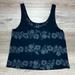 American Eagle Outfitters Tops | Aeo Floral Tank Top Lace Back Large Black Gray | Color: Black/Gray | Size: Lj