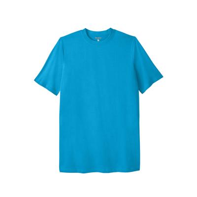 Men's Big & Tall Shrink-Less™ Lightweight Longer-Length Crewneck T-Shirt by KingSize in Electric Turquoise (Size 6XL)